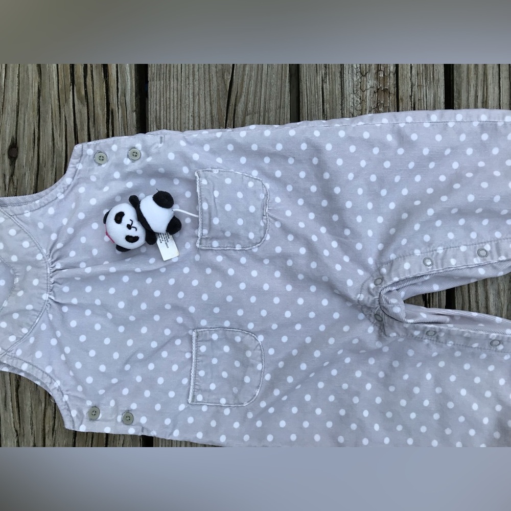 18-24m Baby Girls GYMBOREE Polka Dot Panda Pocket One Piece Corduroy Romper Set - Picture 8 of 13